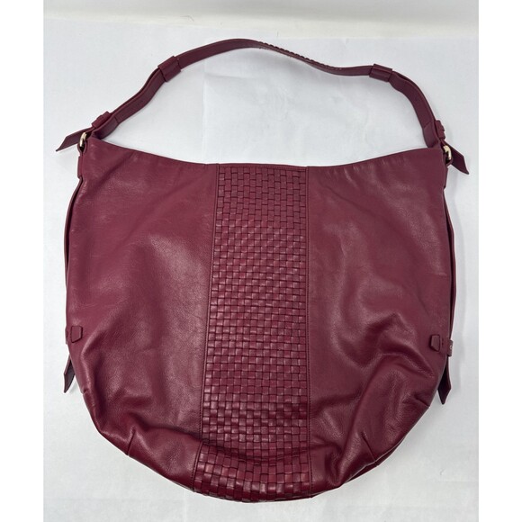 Cole Haan Red Leather Tote Shoulder Bag Purse Checkered Soft Magnetic Closure - Picture 1 of 11